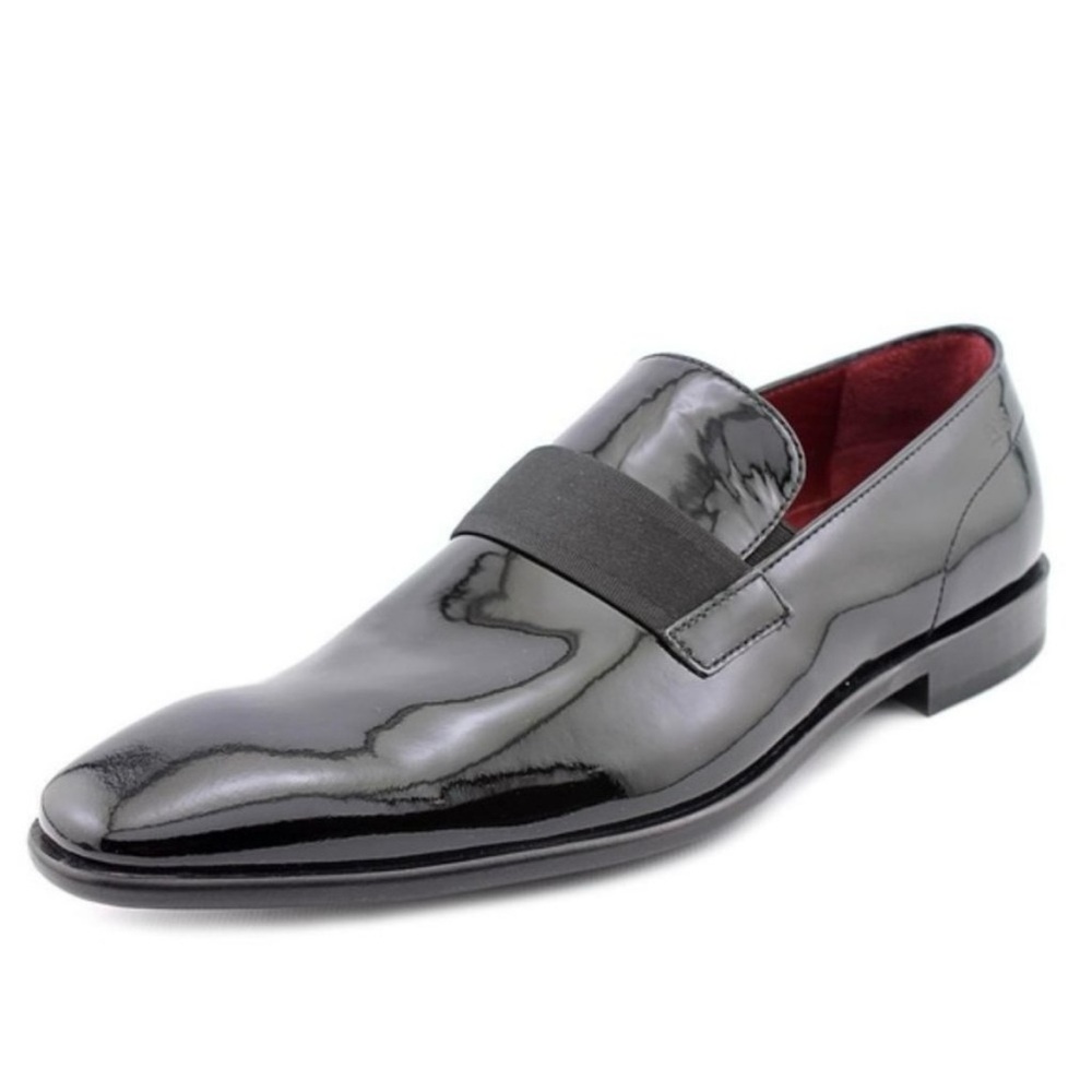 HUGO BOSS Mellion Patent Leather‎ Grosgrain Vamp Formal Loafer Size 9